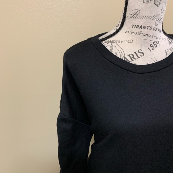 Lush Black Ruched Drawstring Long Sleeve Mini Dress Size Large - Picture 7 of 15